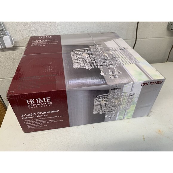Home Decorators 1001789669 Calisitti 3 Light Chandelier K9 Crystal Dangles New - Picture 3 of 7